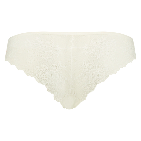 Invisible brasiliansk truse Lace Back, Hvit