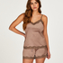 Velvet lace shorts, Brun