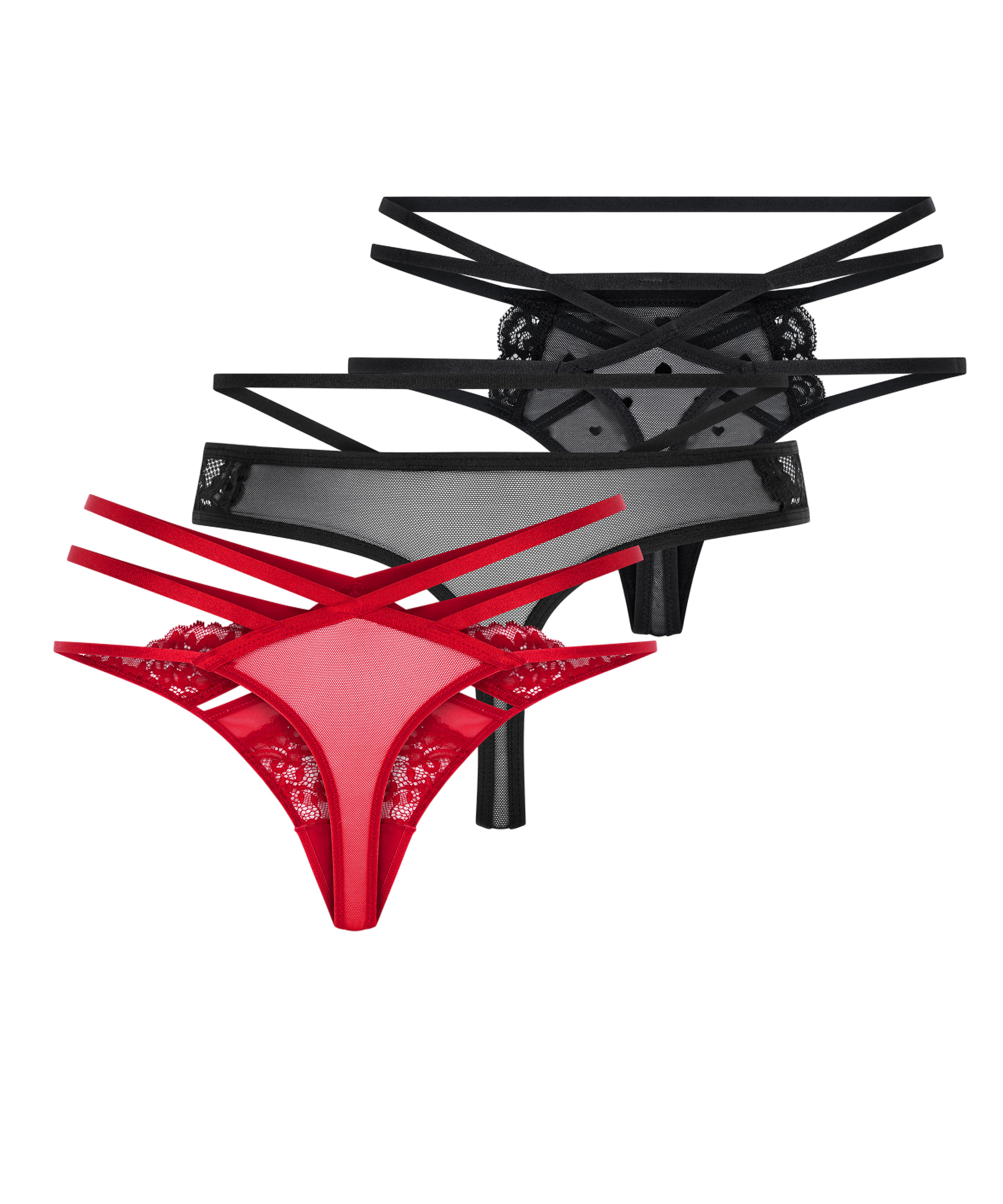 3-pakning g-streng, Rød, main