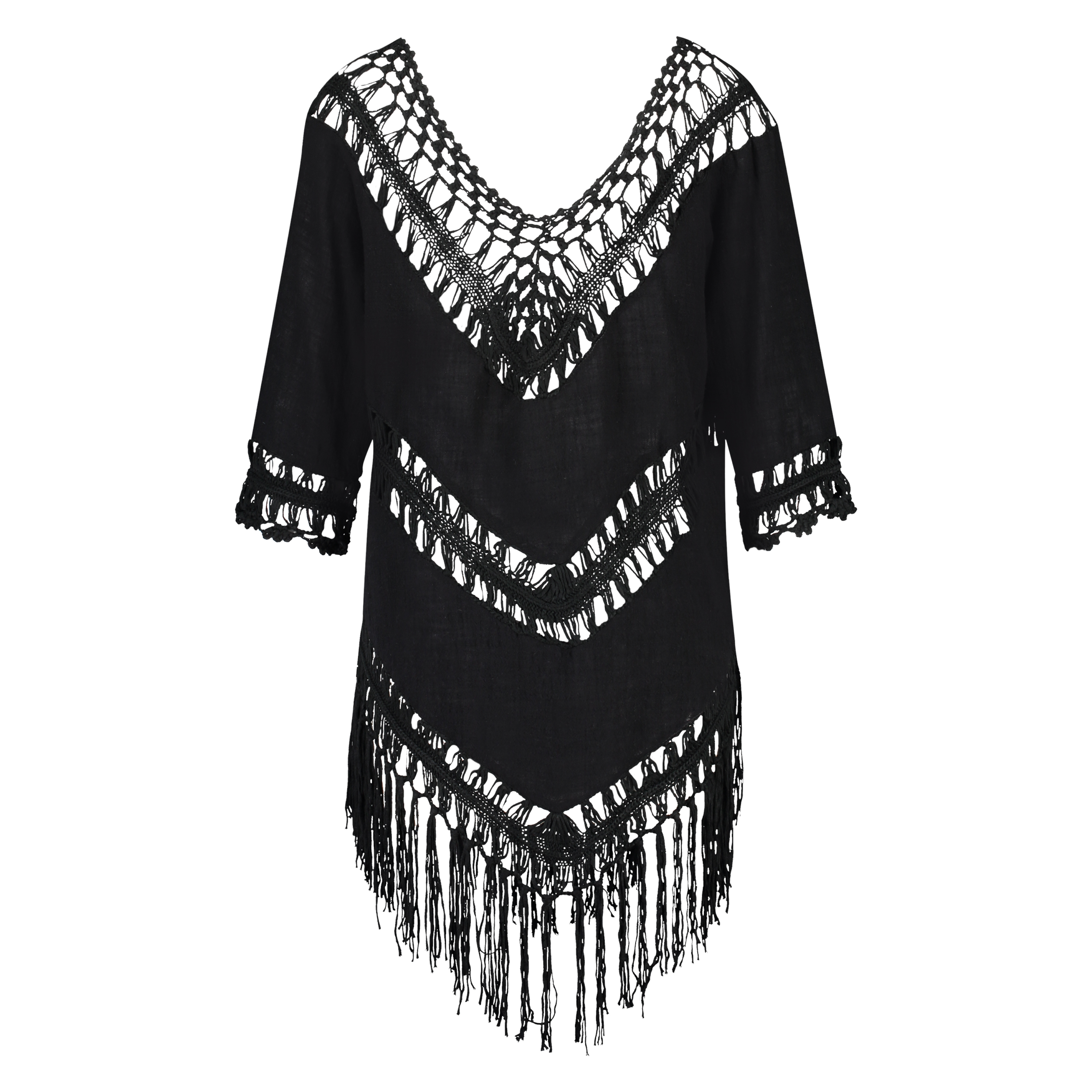 Fringe Tunic, Svart, main