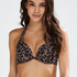 Leopard polstret pushup bikinitopp med spiler, Beige