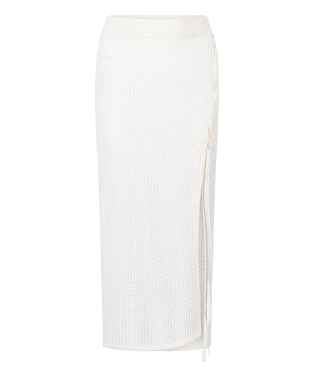 Heklet midiskjørt, Hvit