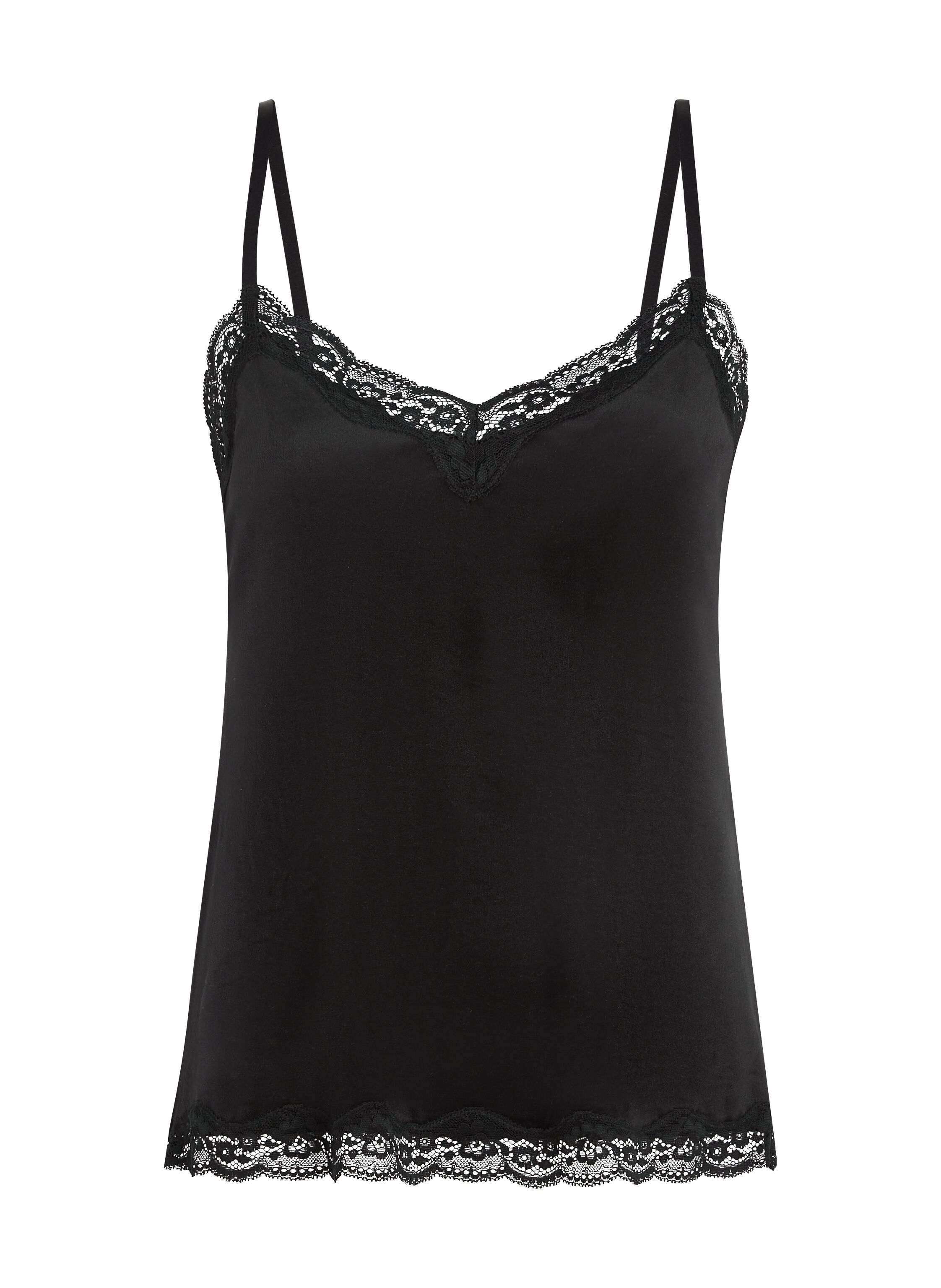 Cami-topp Velours Lace, Svart