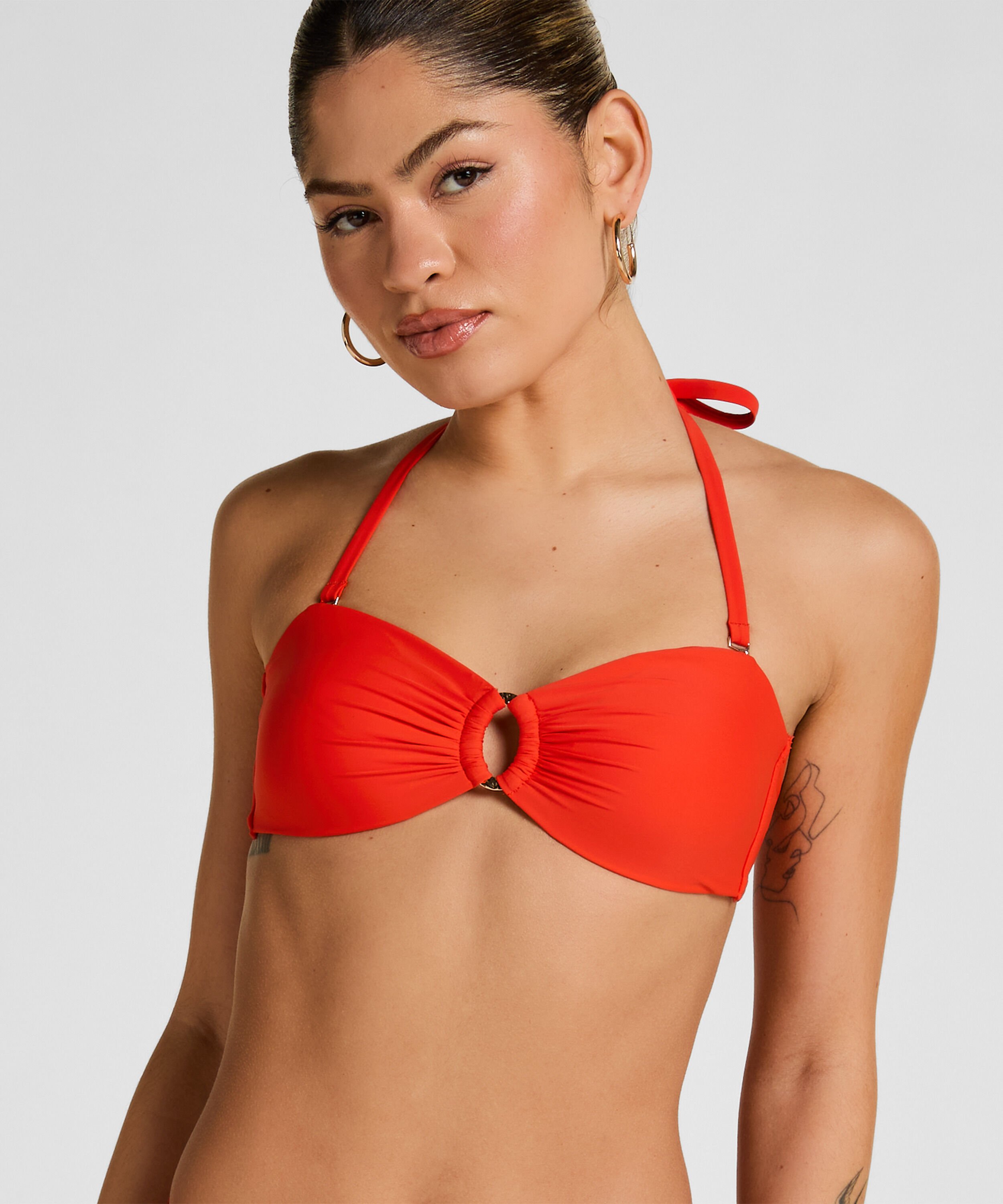 Luksuriøs Bandeau Bikini-Topp med Ring, Rød