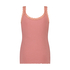 Ribbestrikket singlet med blonder, Rosa