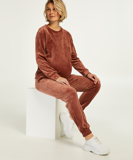 Velours mamma-joggebukse, Rosa