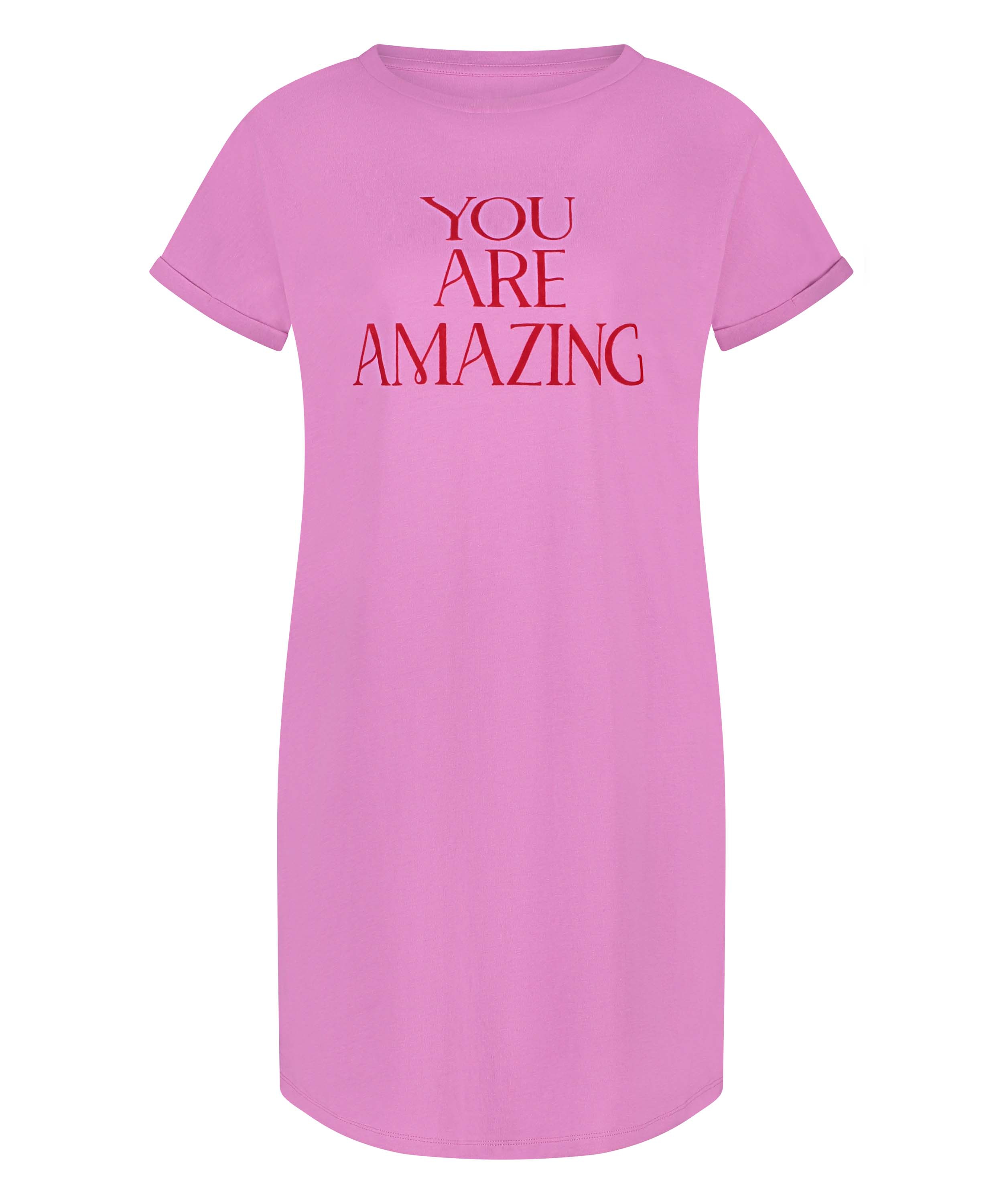 Nattskjorte med rund hals, Rosa, main