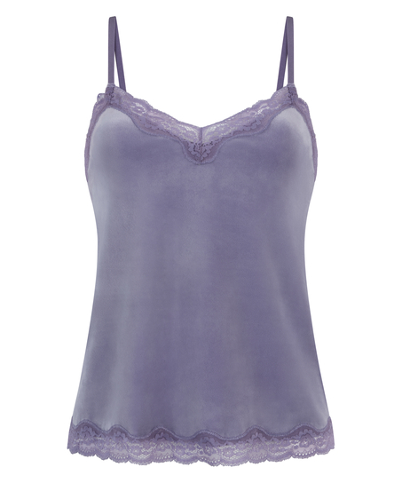 Cami-topp Velours Lace, Lilla