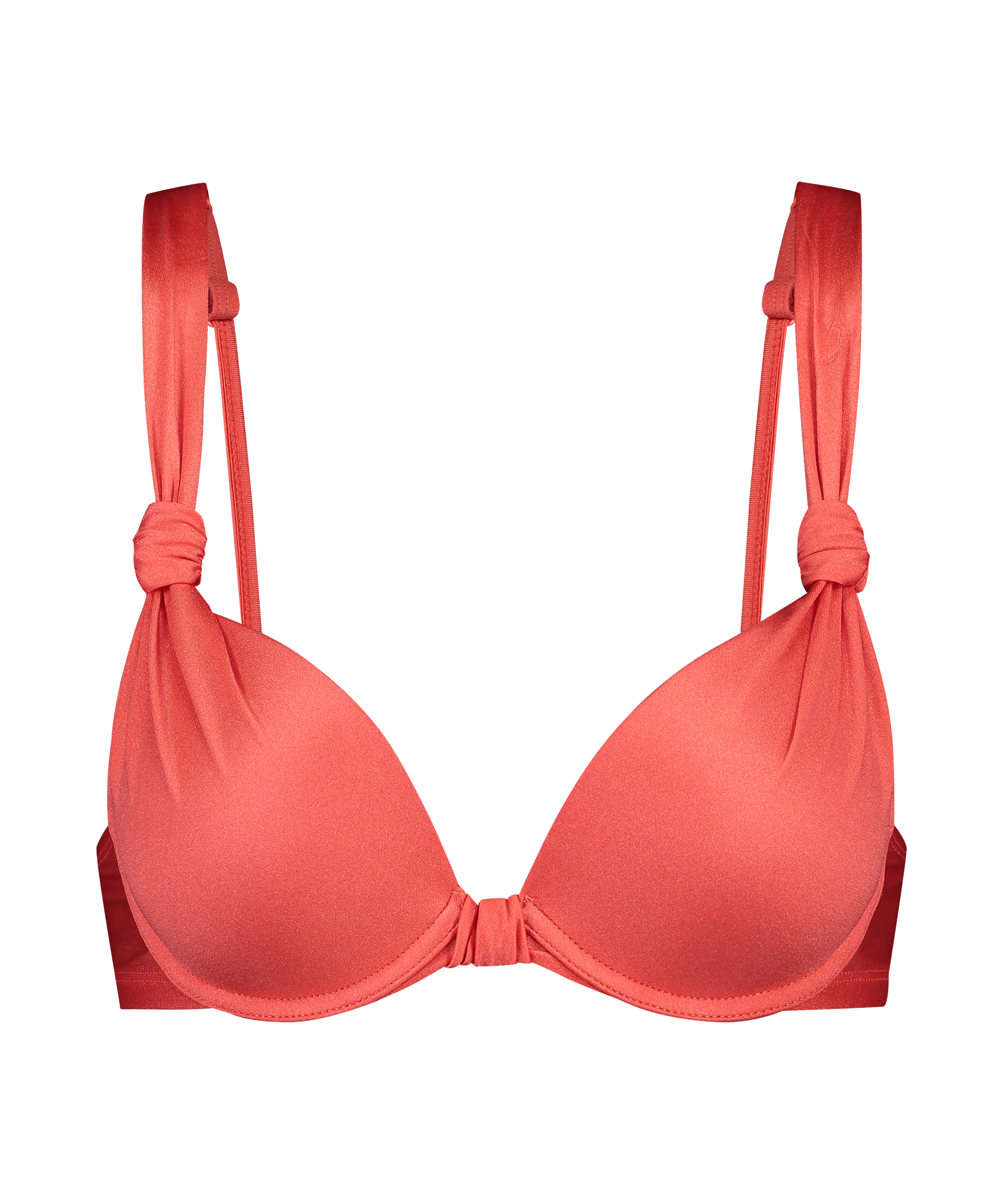 Luxe polstret bikinitopp med spiler, skål E og større, Rød, main