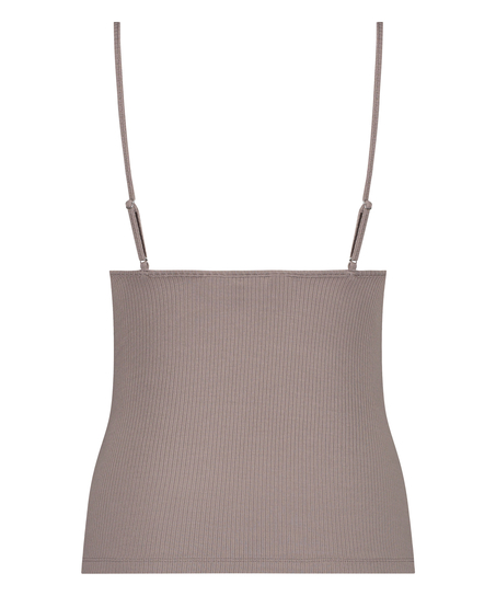 Ribbet ermeløs topp, Brun