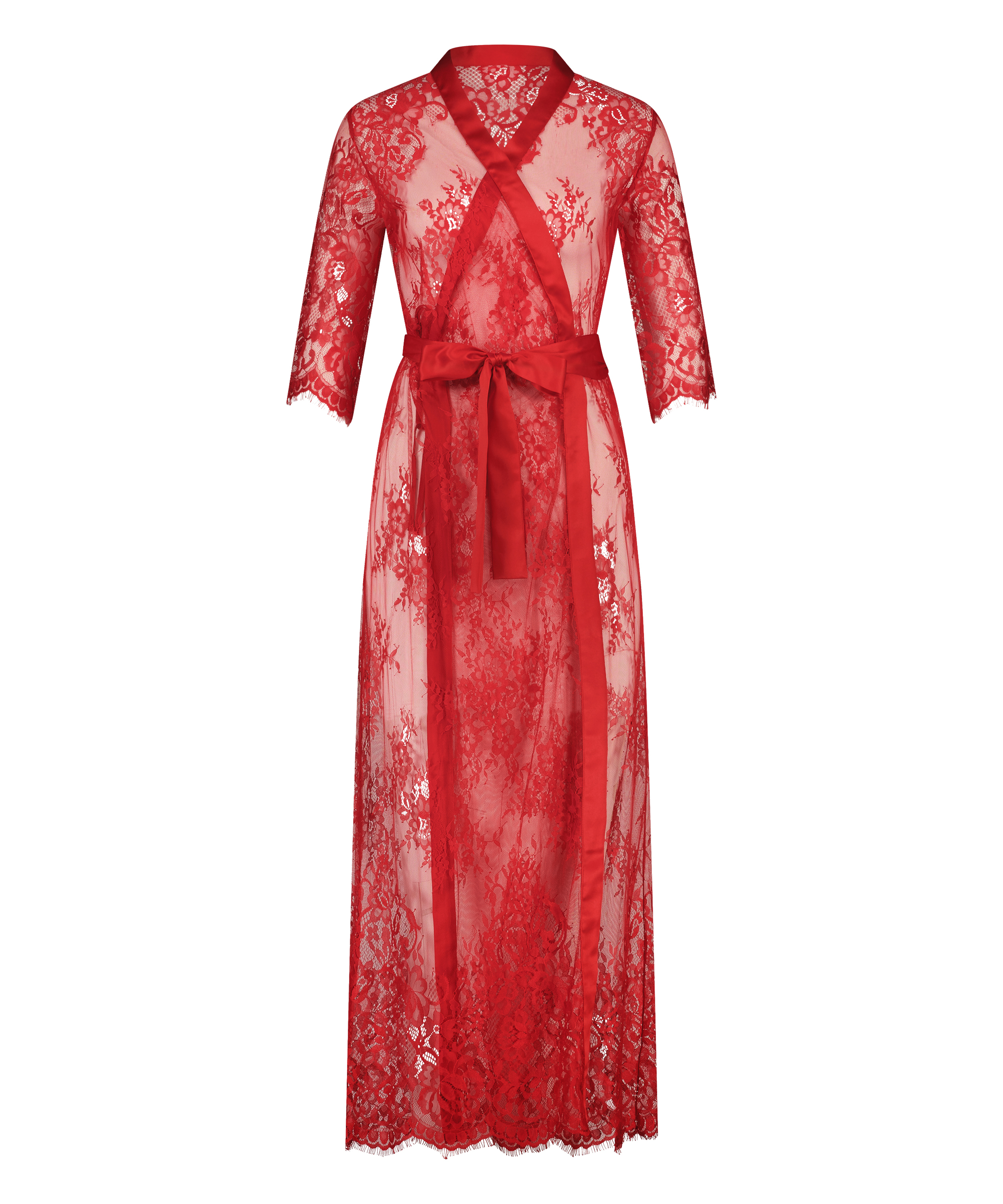 Kimono Allover Lace, Rød, main
