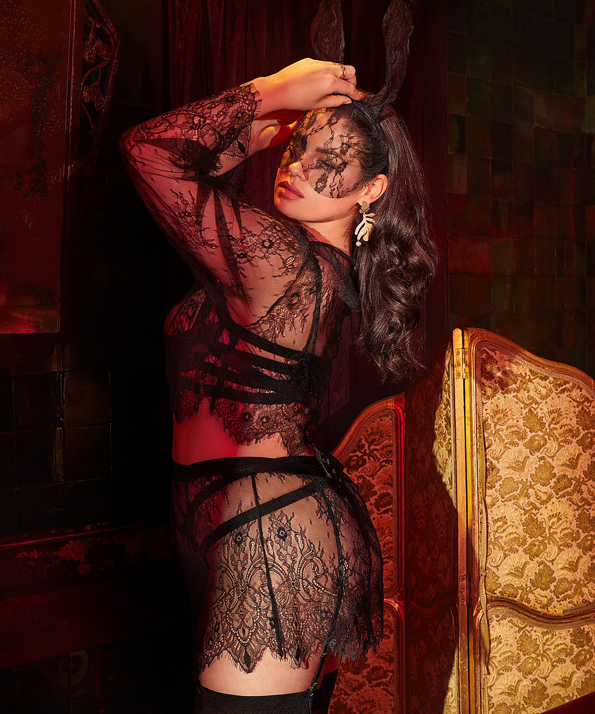 Lace skj&oslash;rt, Svart