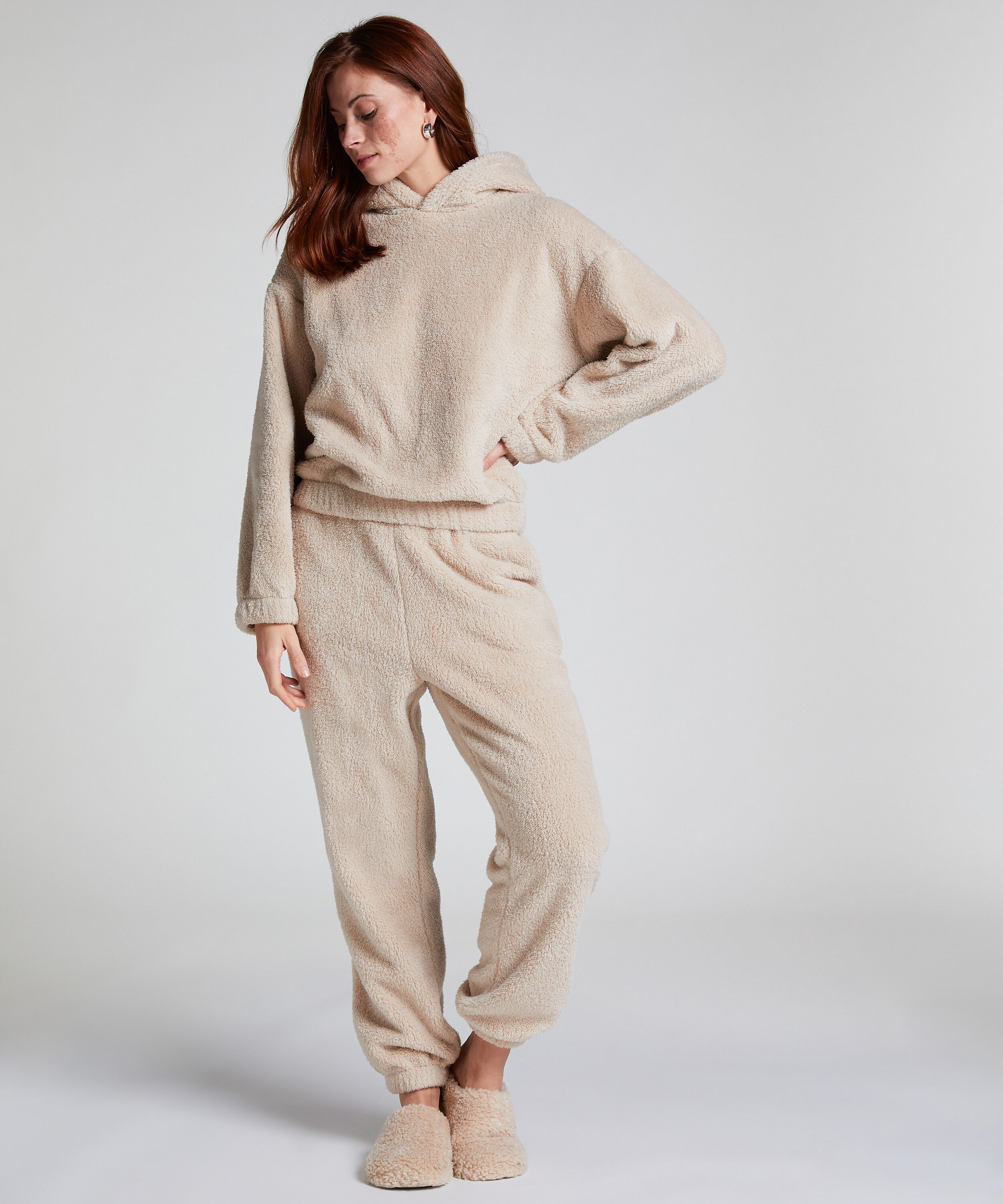 Fleece Snuggle joggebukse, Beige