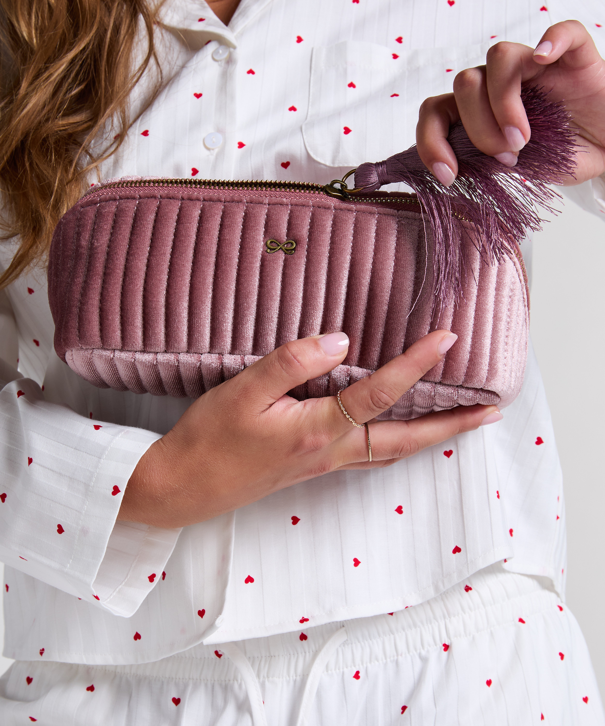 Velvet Make-Up Bag, Rosa, main