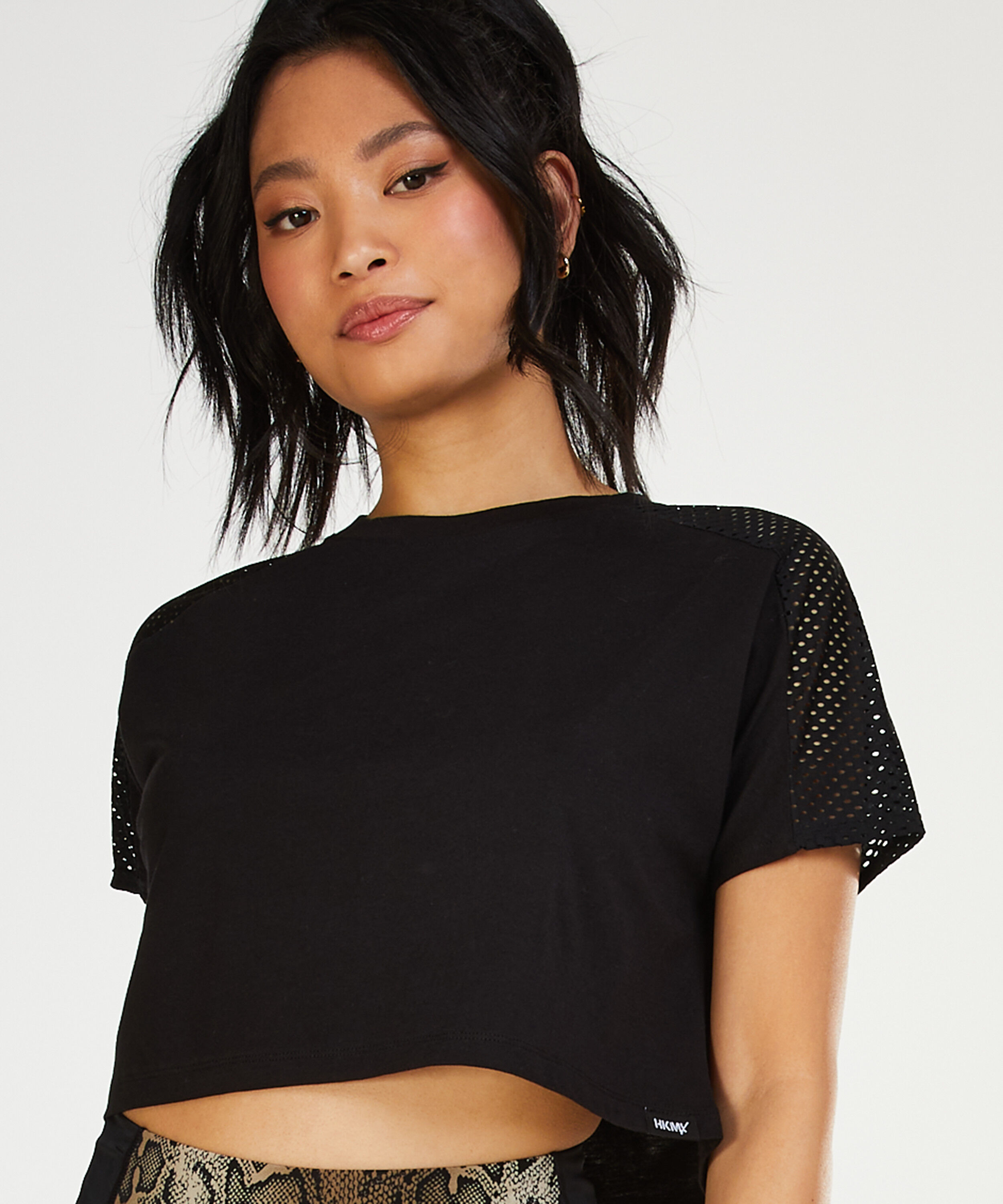 HKMX crop-topp, Svart