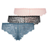 3-Pack Brazilians lace, Svart