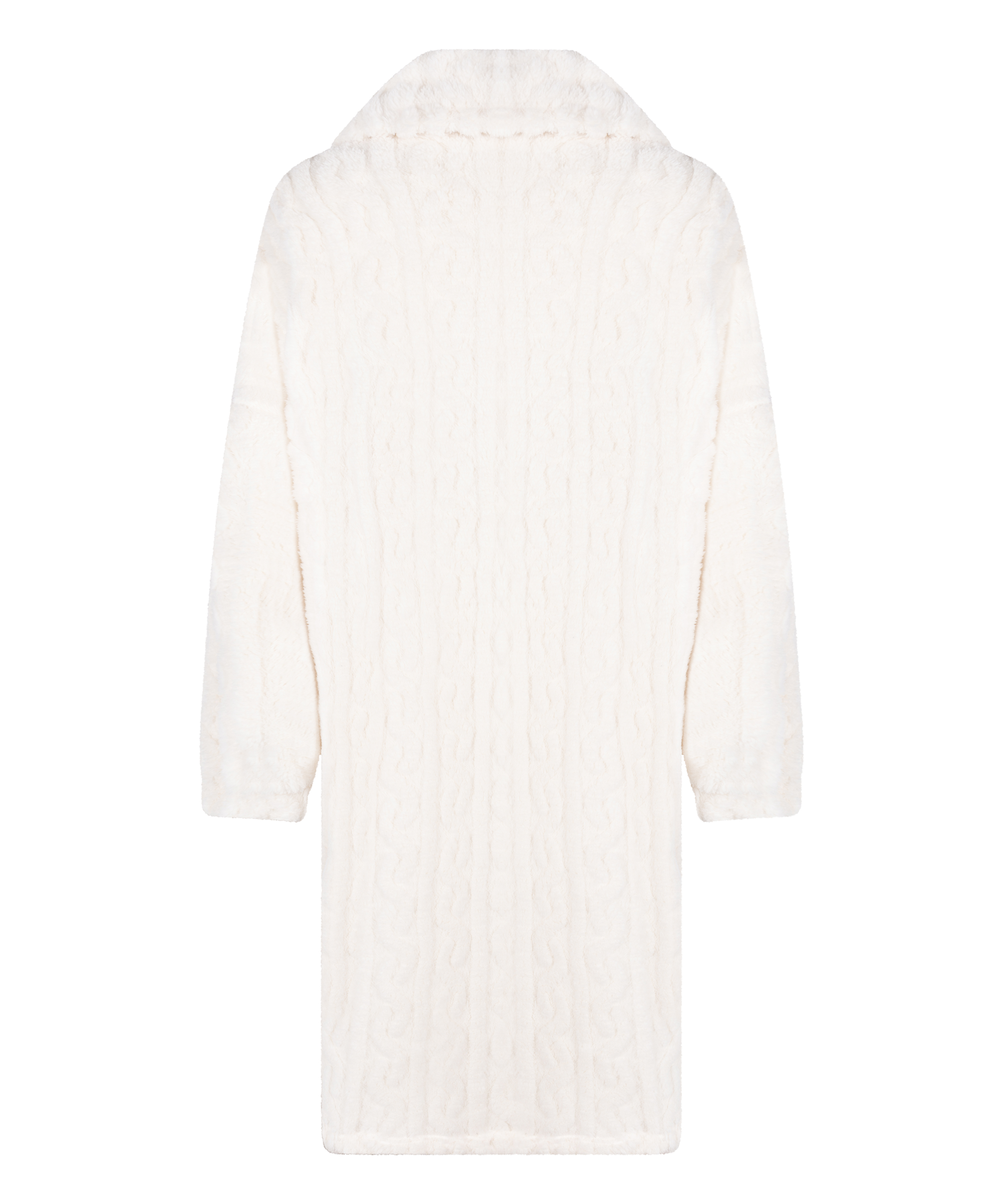 Poncho i Kabelstrikket Fleece, Hvit, main