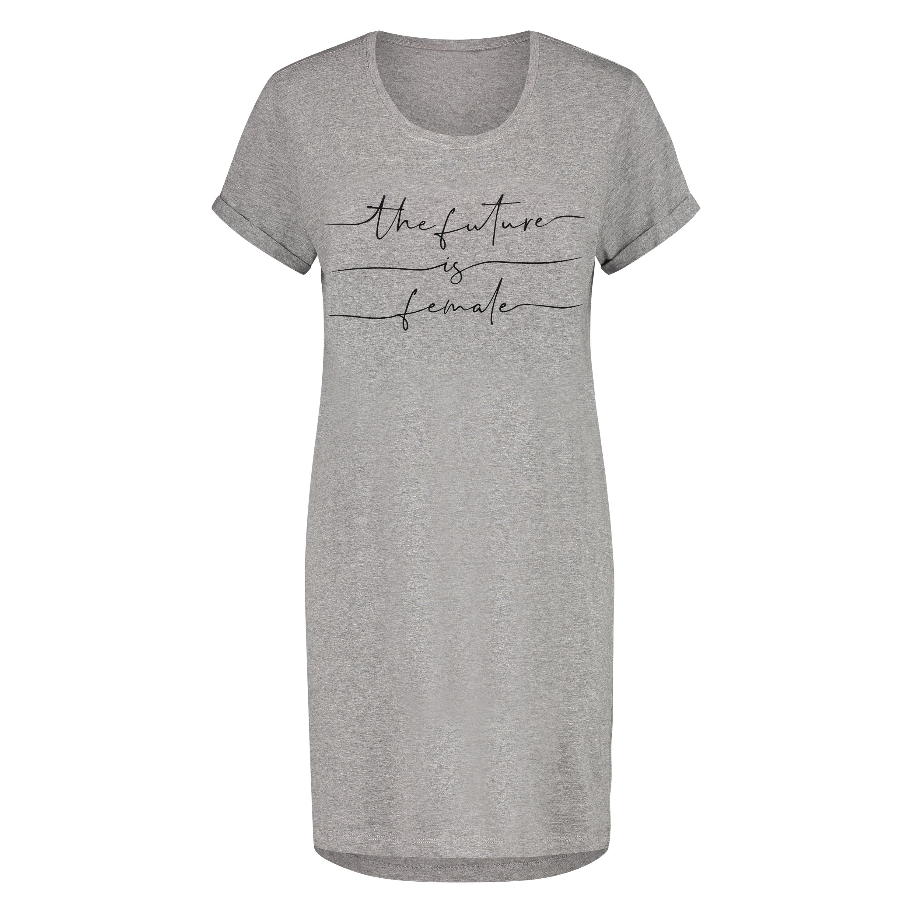 Nattskjorte med rund hals, Grå, main