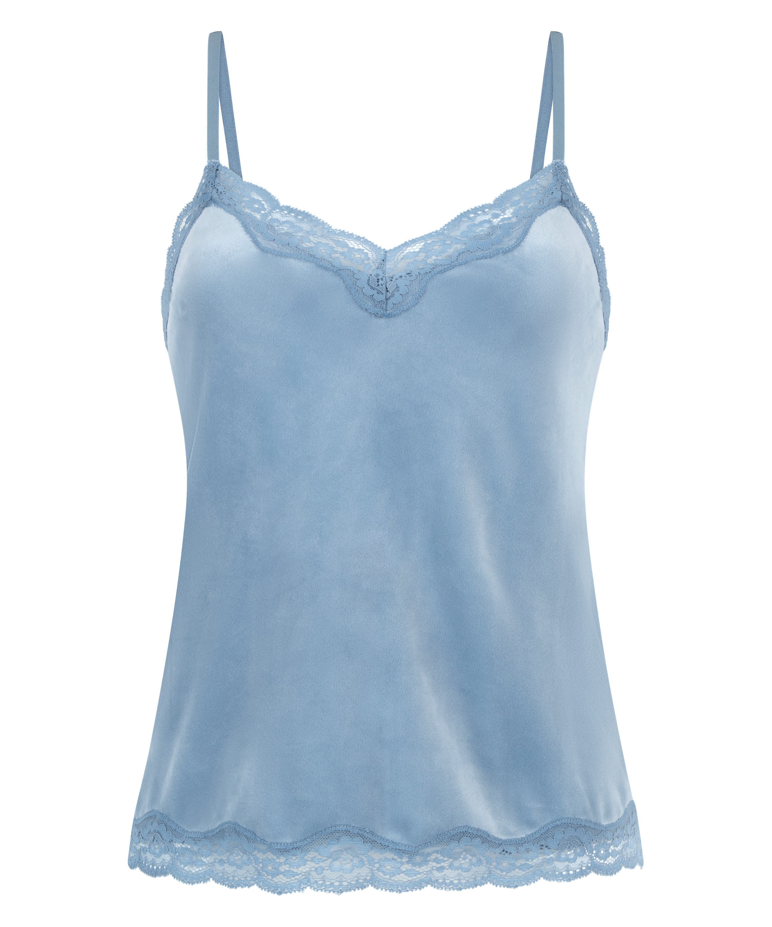 Cami-topp Velours Lace, Bl&aring;, main