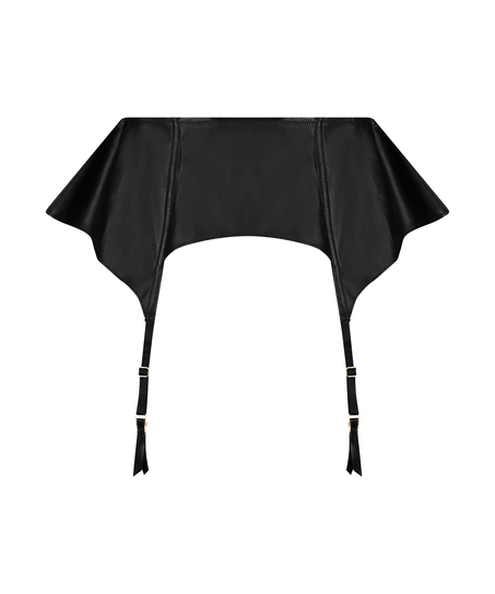 Private hofteholder med lærlook, Svart