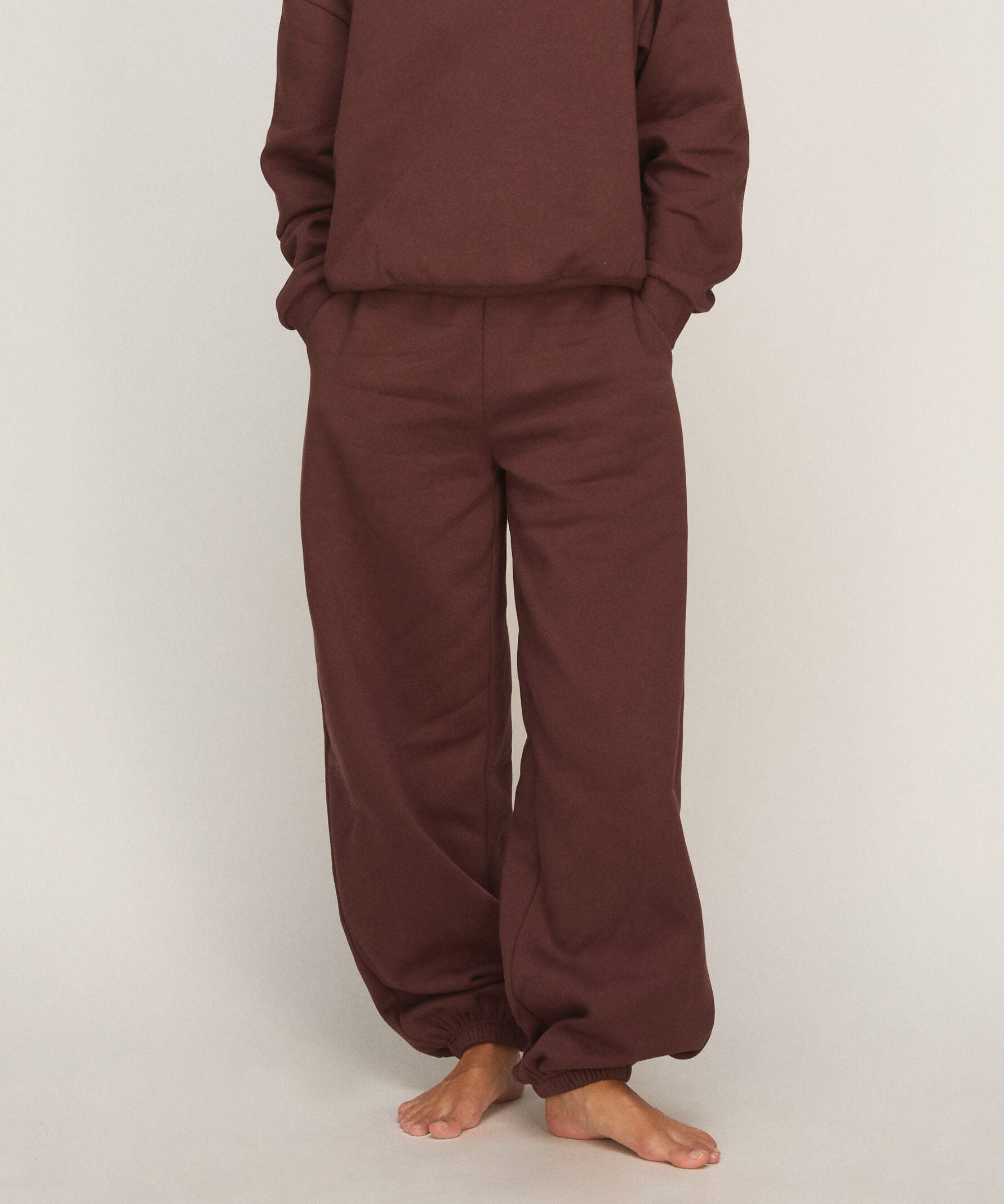 Joggebukse i Børstet Sweat, Brun Joggebukse i Børstet Sweat, Brun