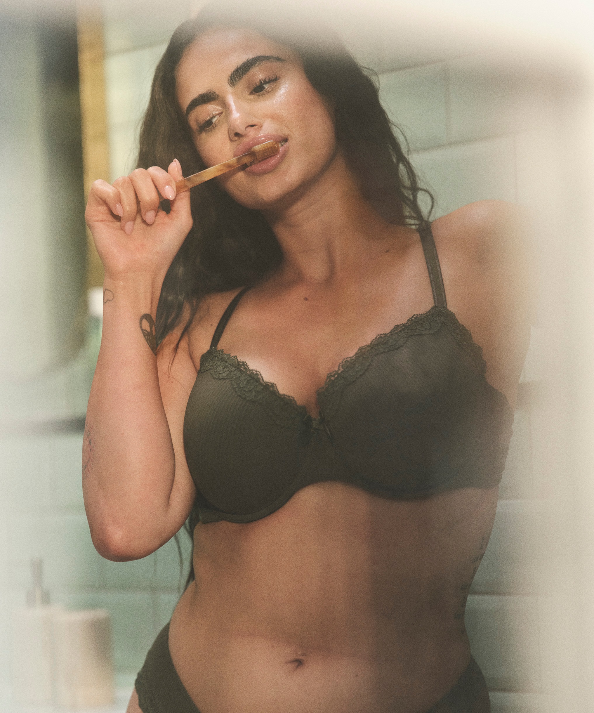 Vattert bh med b&oslash;yle Lola, Gr&oslash;nn, main