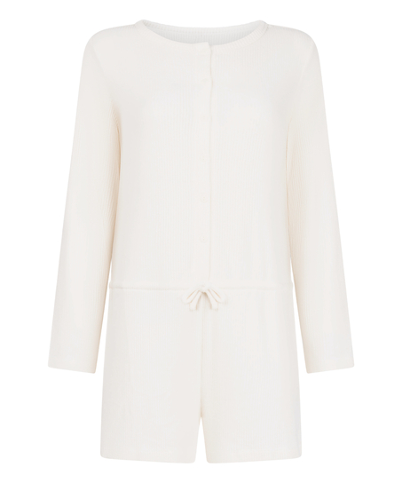 Onesie Short Jersey Rib, Hvit