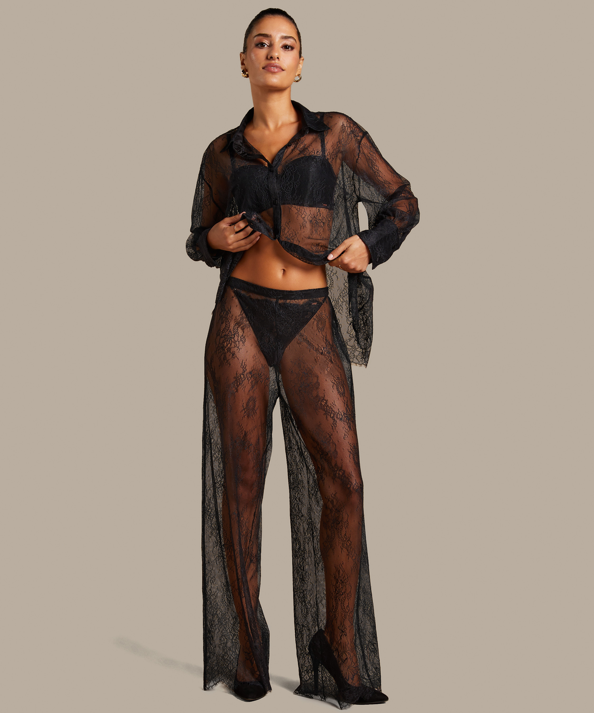 Bukser Lace Camille, Svart, main