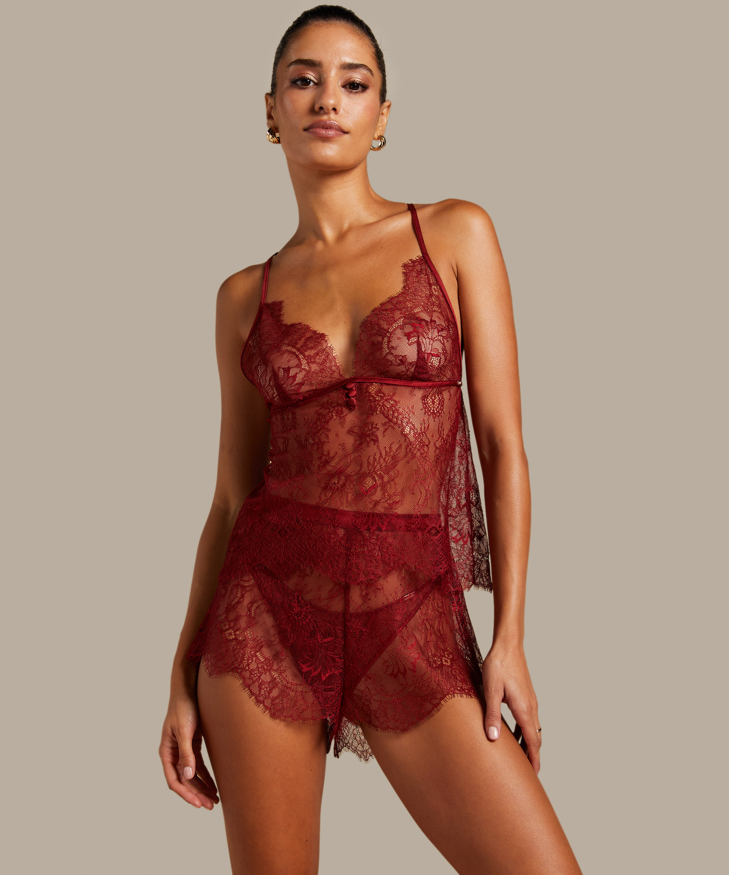Cami Lace Delphine, Rød, main