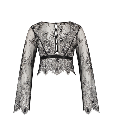 Allover Lace topp, Svart