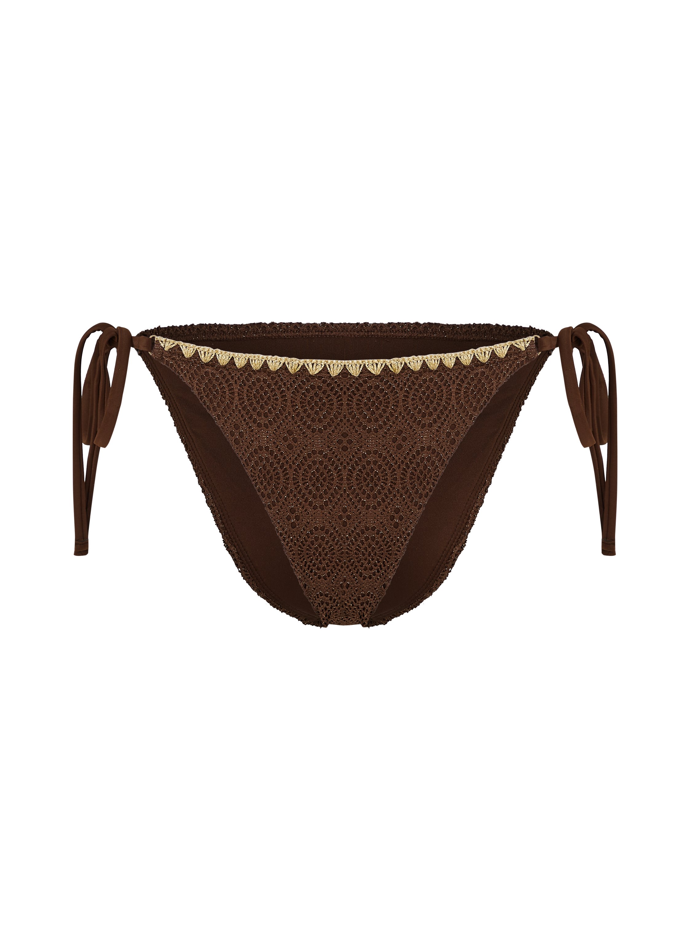 Cheeky Tanga Bikini Underdel Crochet, Brun, main