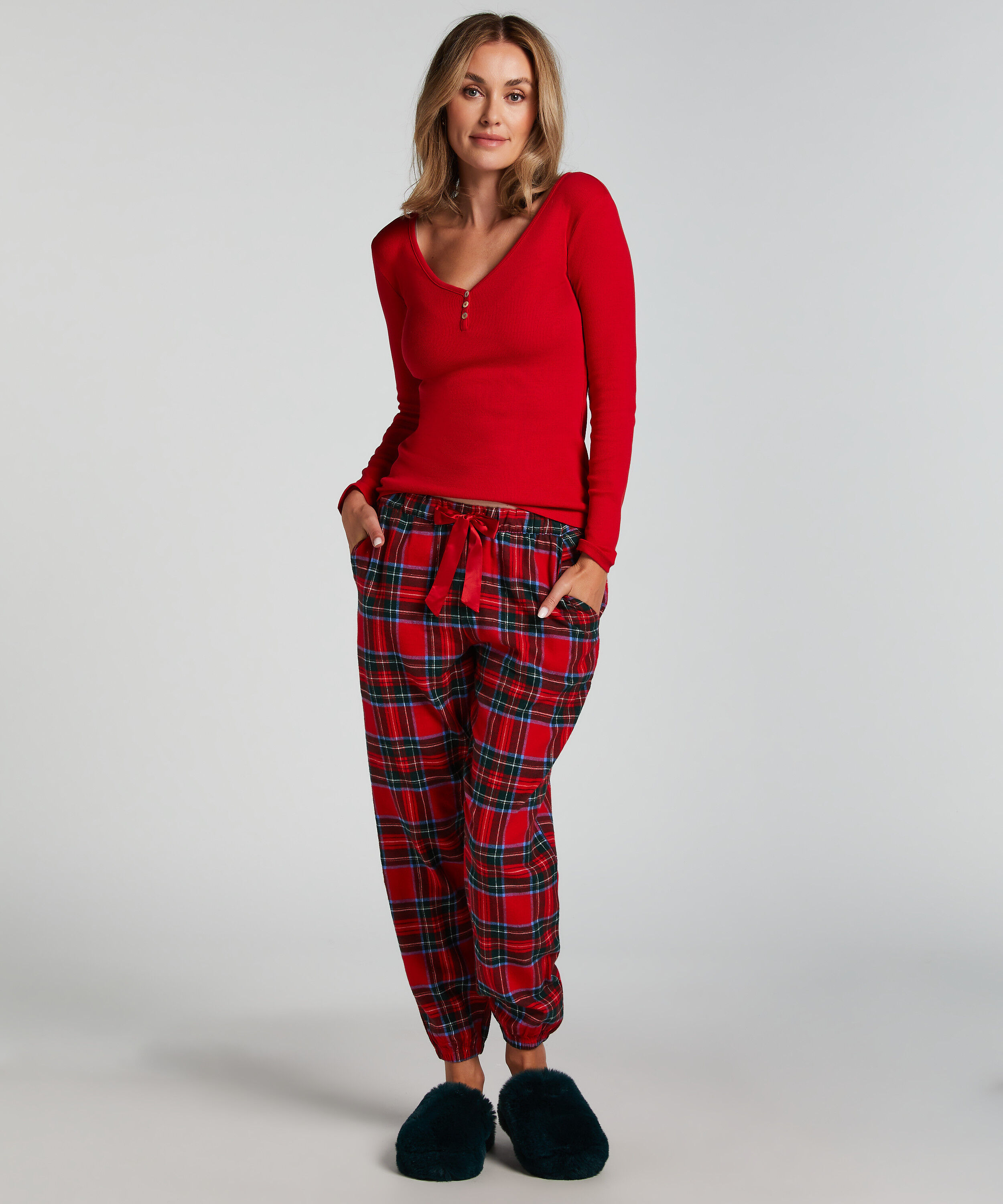 Pysjamassett Flannel, Rød