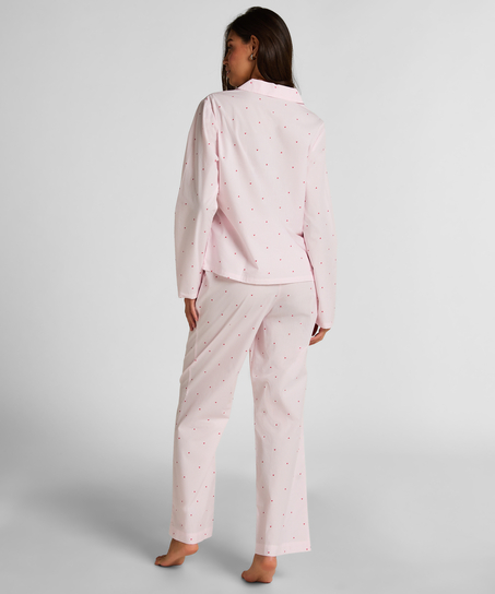 Pant Cotton Stripe Heart, Hvit