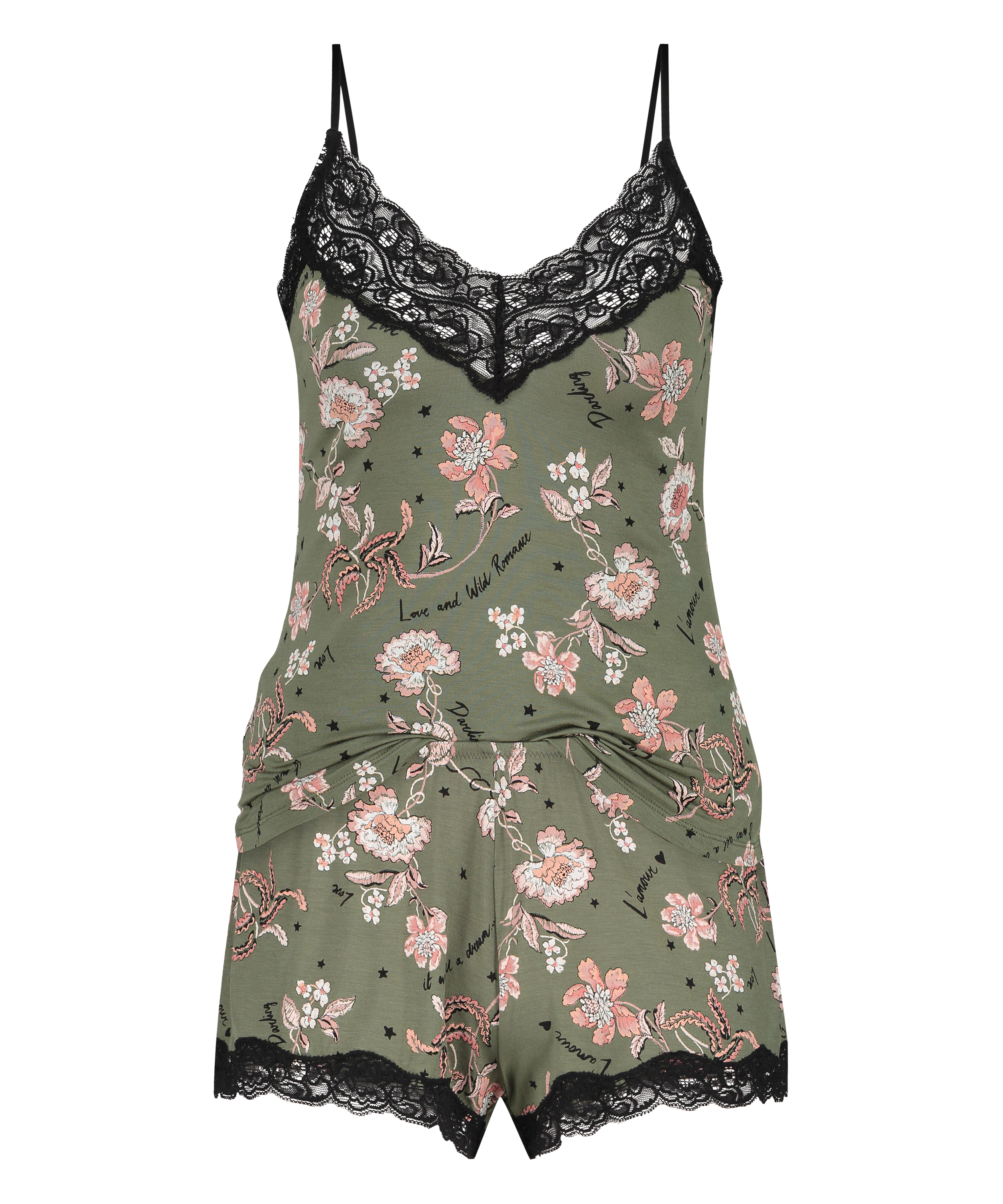 Flower Words pyjamassett, Grønn, main