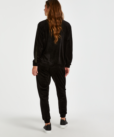 Velvet lurex joggebukser, Svart