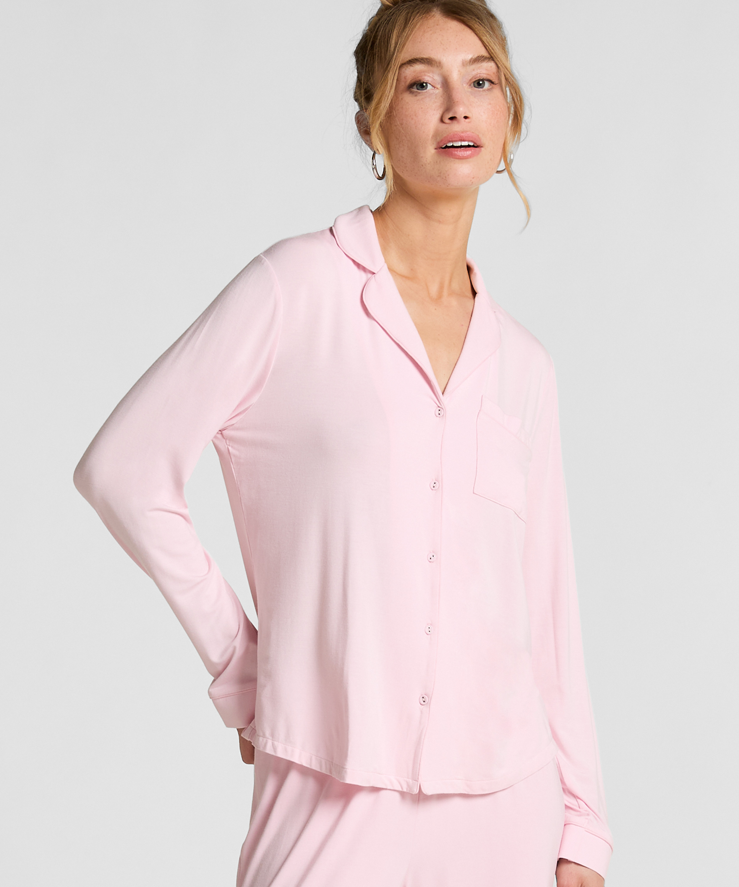 Essential langermet jakke i jerseystoff, Rosa, main