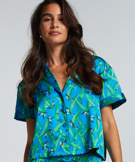 Kortermet jakke i sateng, Bl&aring;