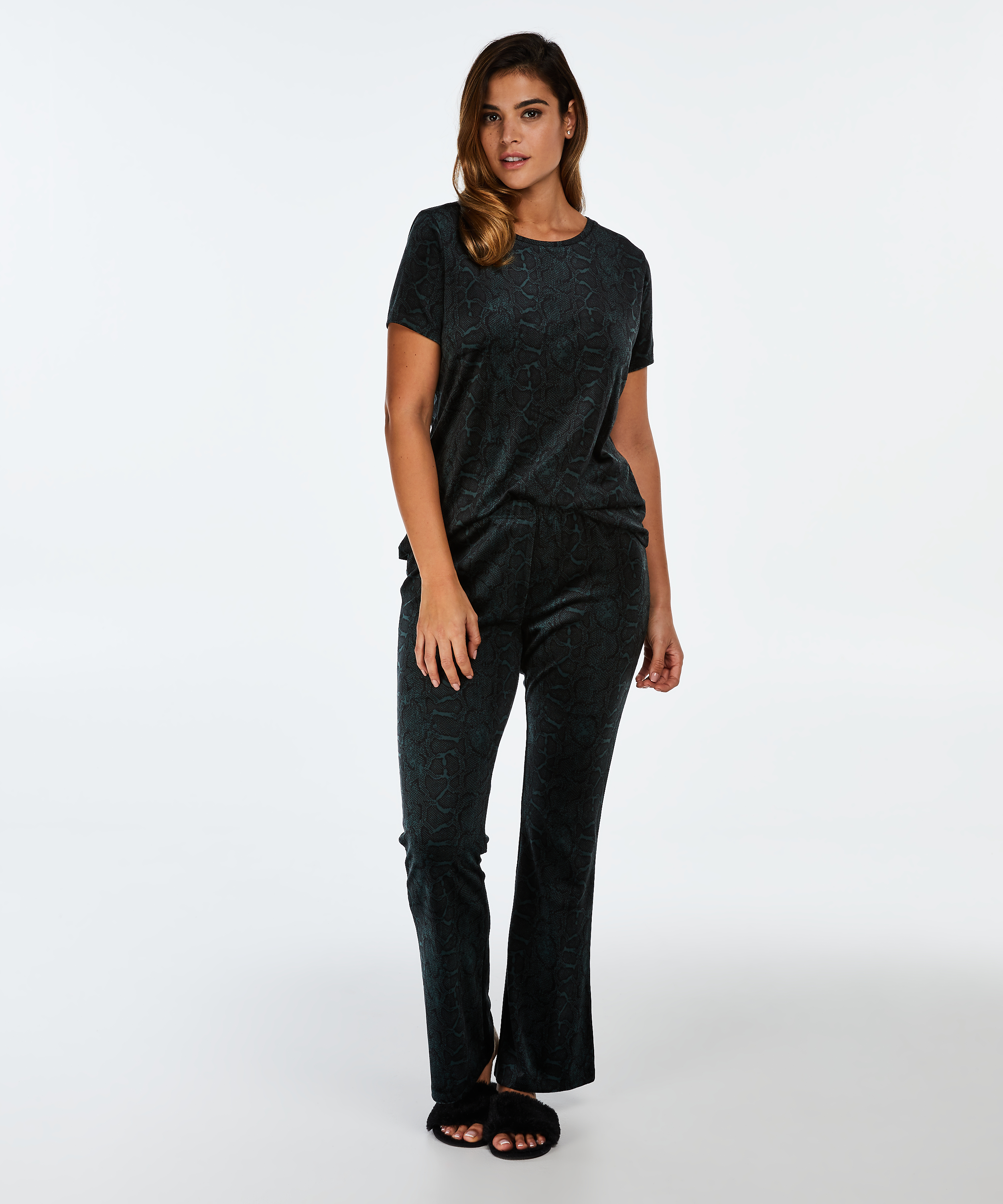 Flared Velvet leggings, Gr&oslash;nn, main