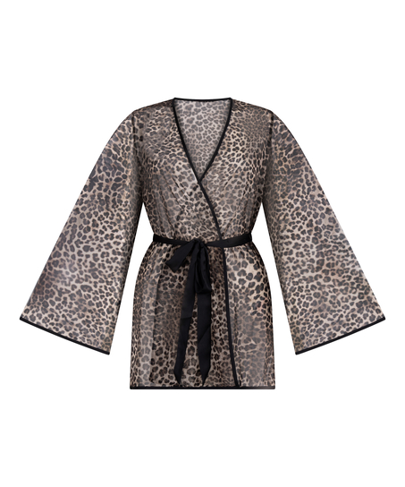 Kimono i leopardnett, Svart