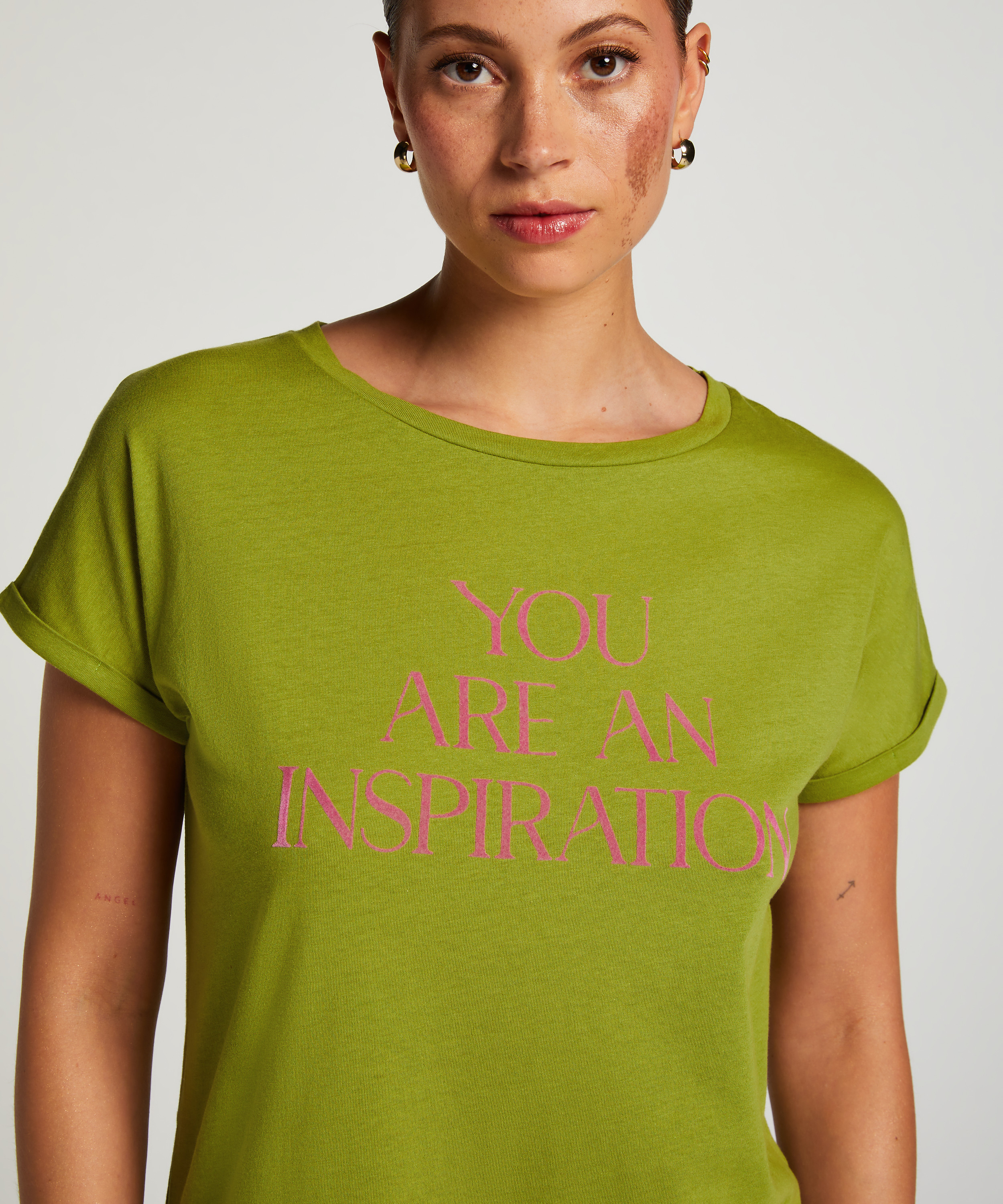 Nattskjorte med rund hals, Gr&oslash;nn, main