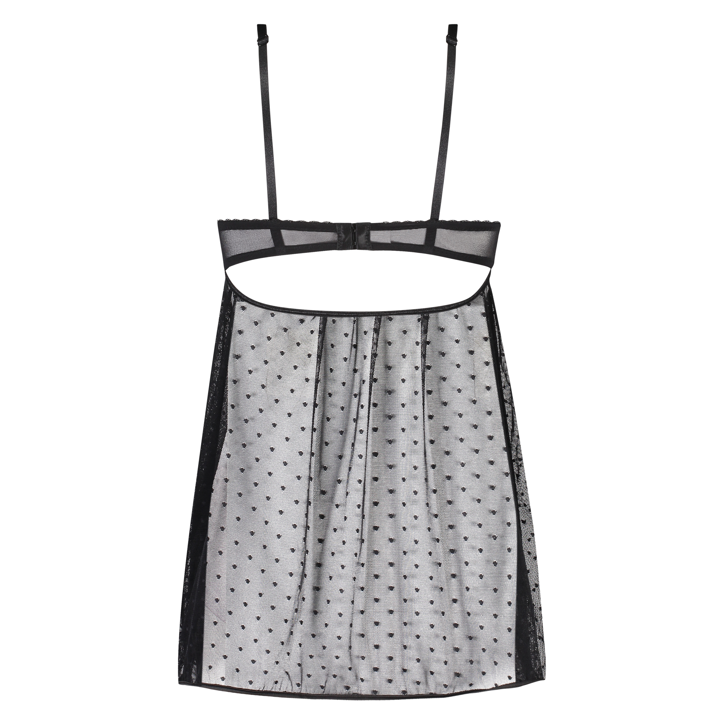 Bow Dotted Mesh Underwired Slip Dress, Svart, main