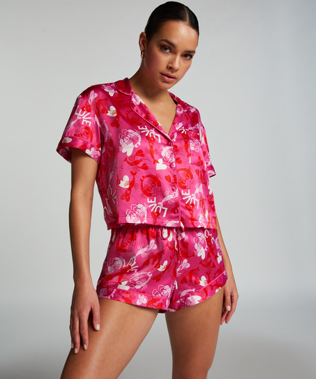 Pyjamasshorts i sateng, Rosa