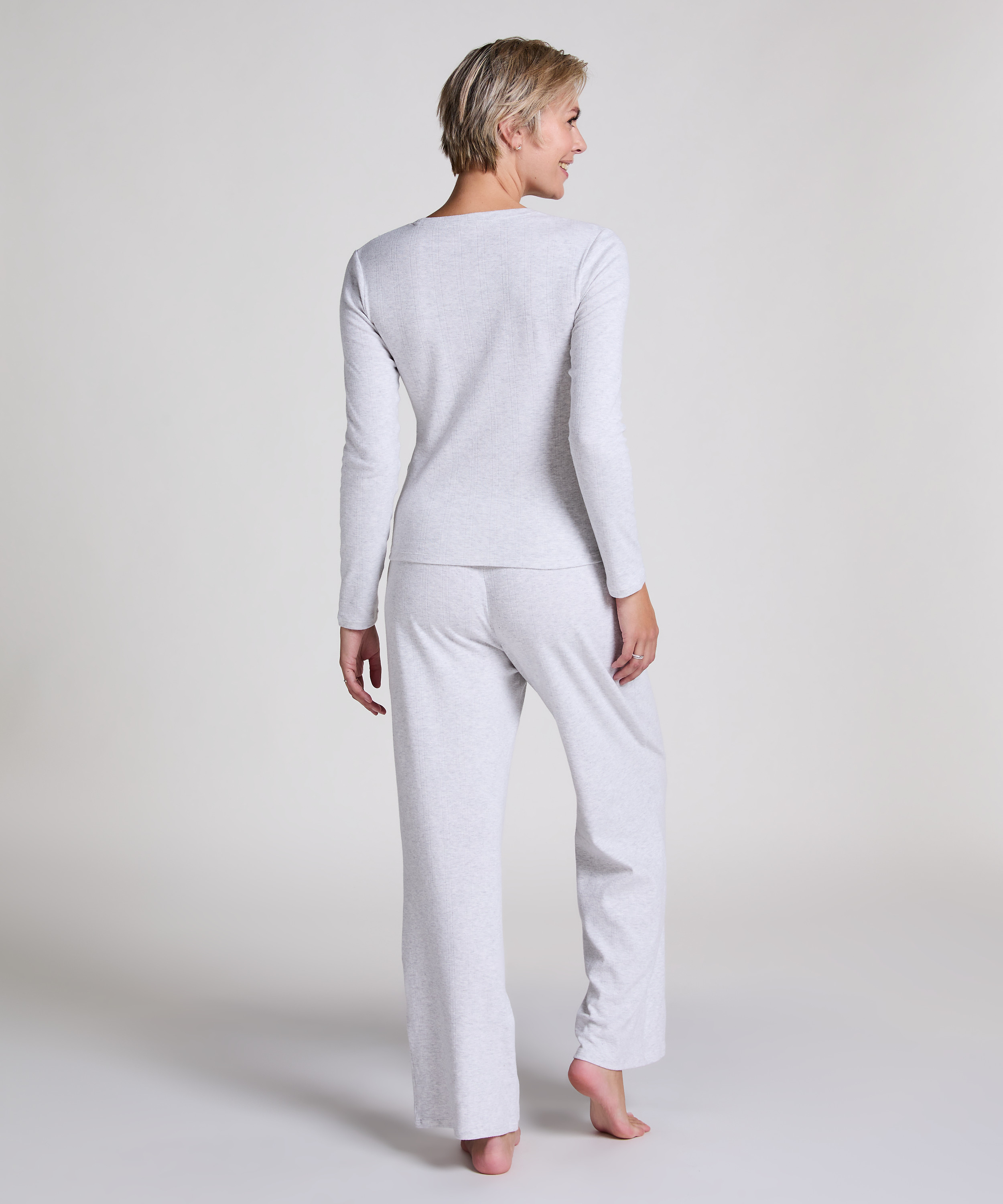 Pyjamasoverdel Pointelle, Gr&aring;, main