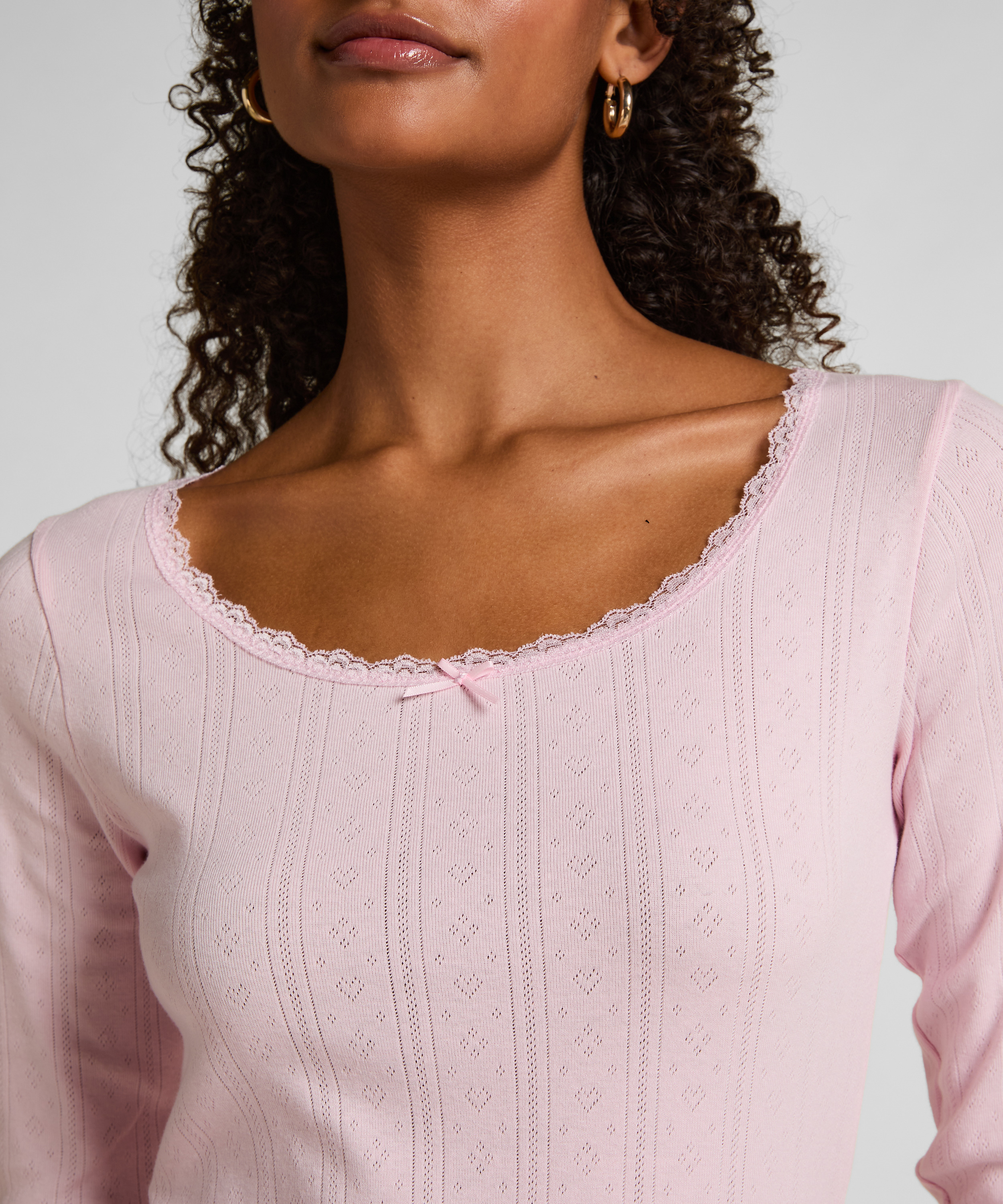 Pyjamasoverdel Pointelle, Rosa, main