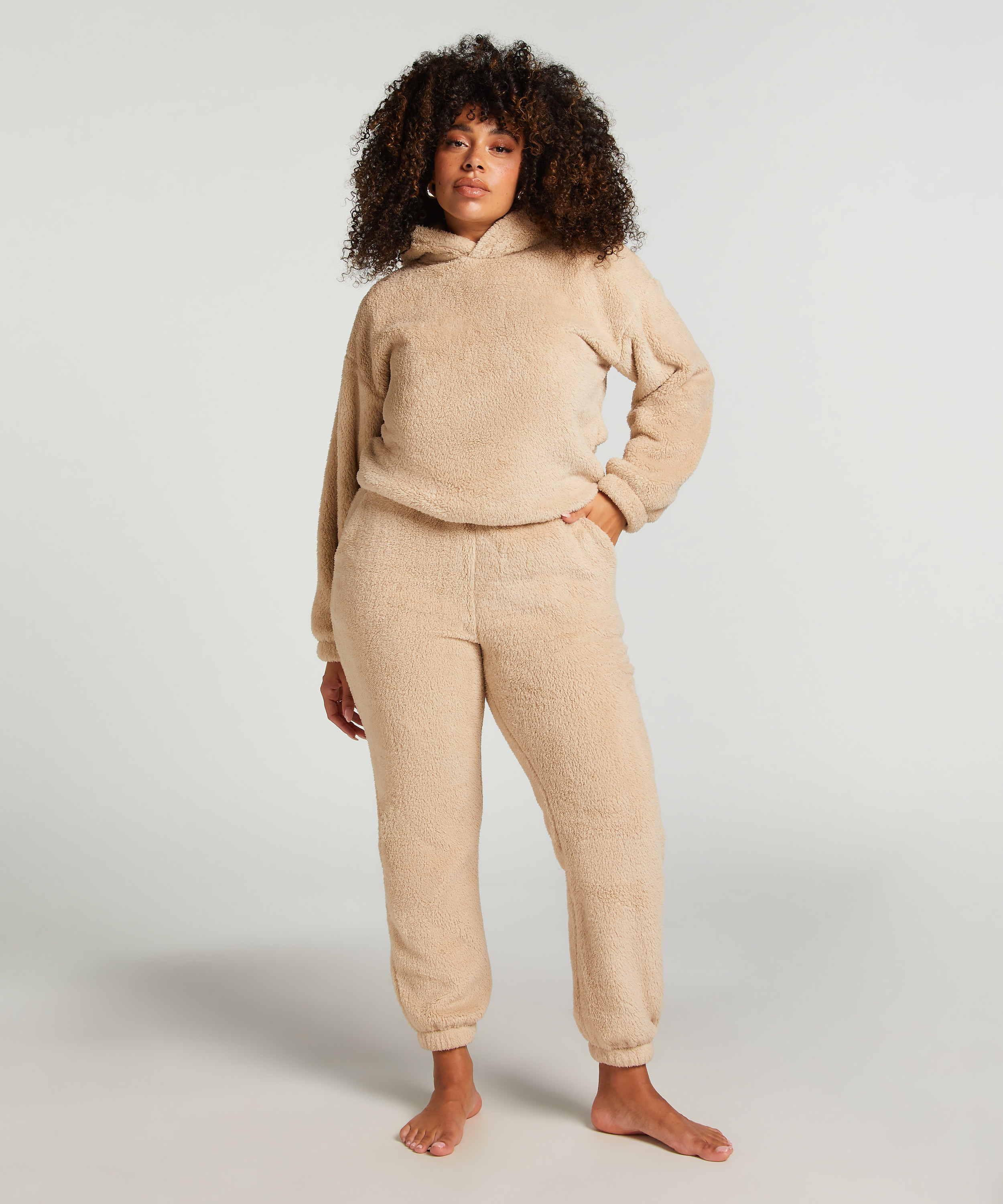 Fleece Snuggle joggebukse, Beige, main