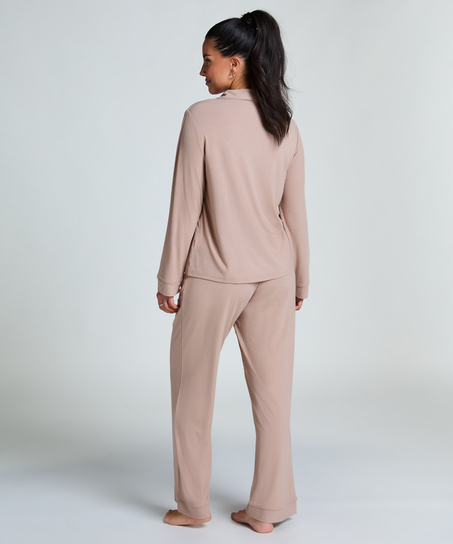 Ribbestrikket jakke – Basisplagg, Beige