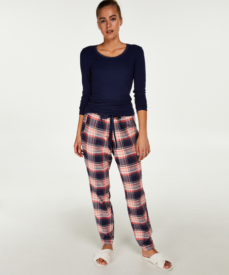 LS ribbestrikket topp med R-hals, Blå