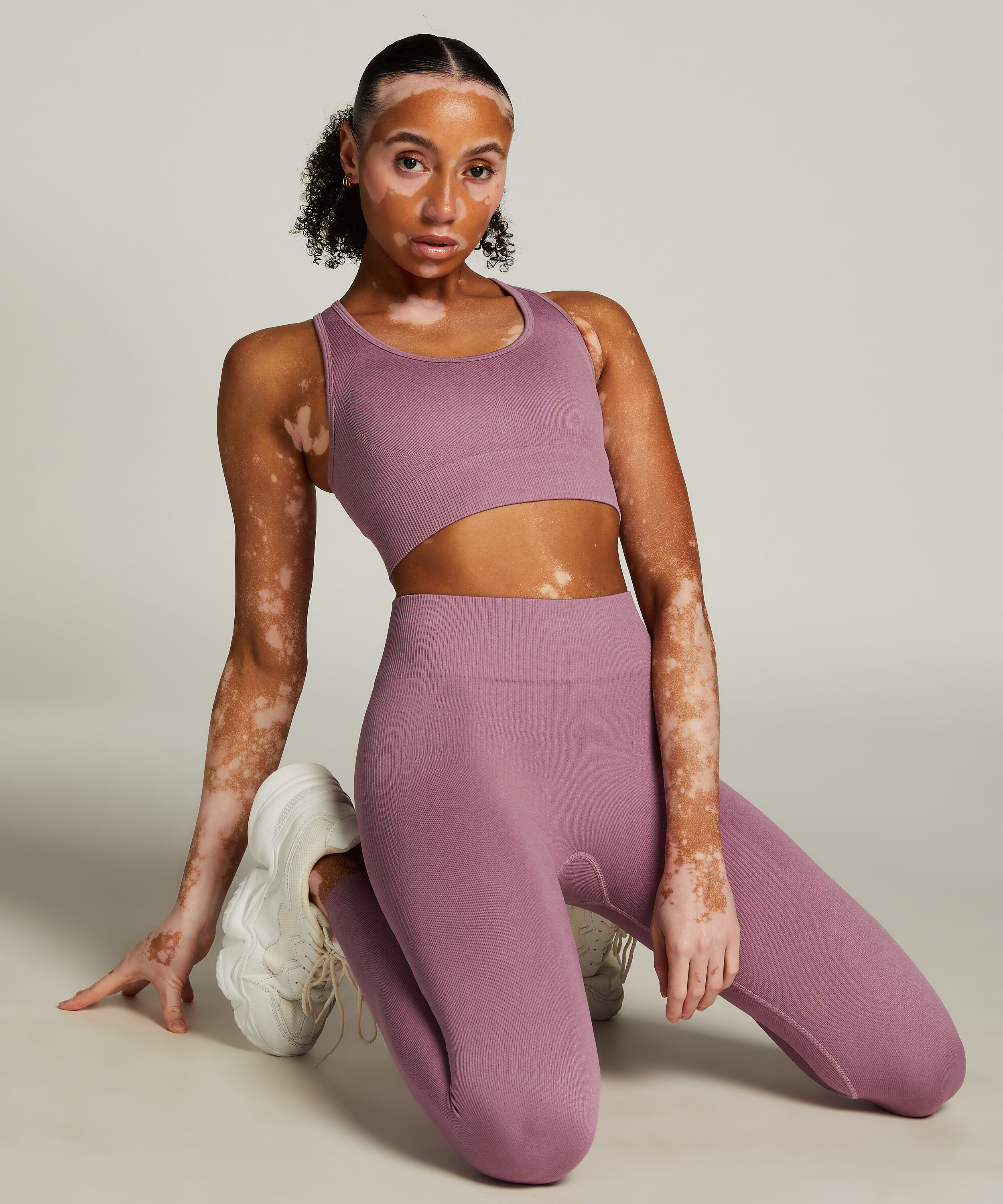 HKMX High waisted sømløs treningstights, Lilla