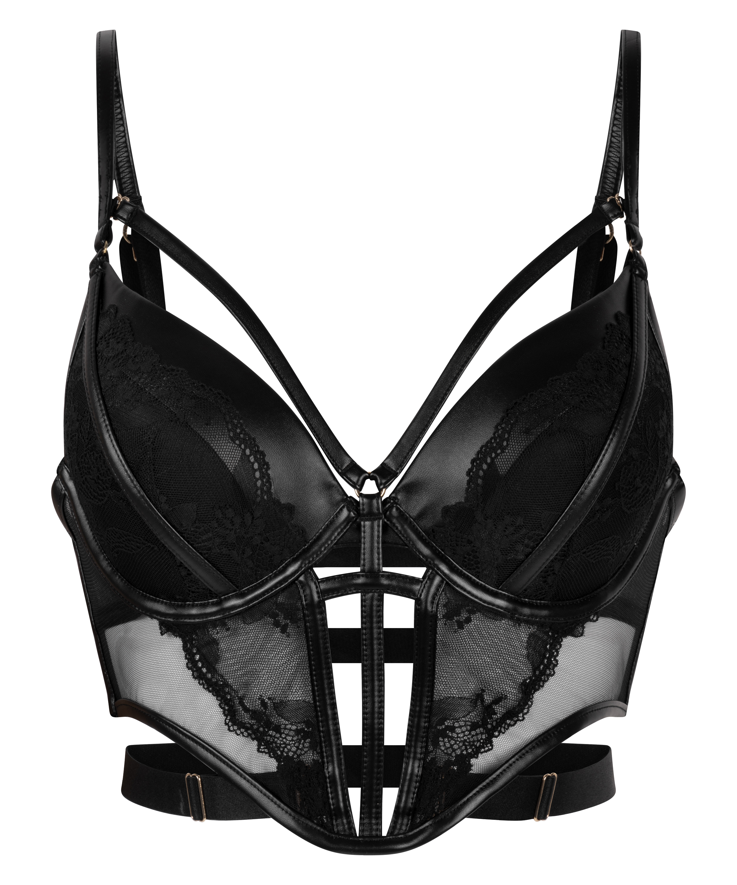 Vatterte longline push-up bøyle-bh Nadia, Svart, main