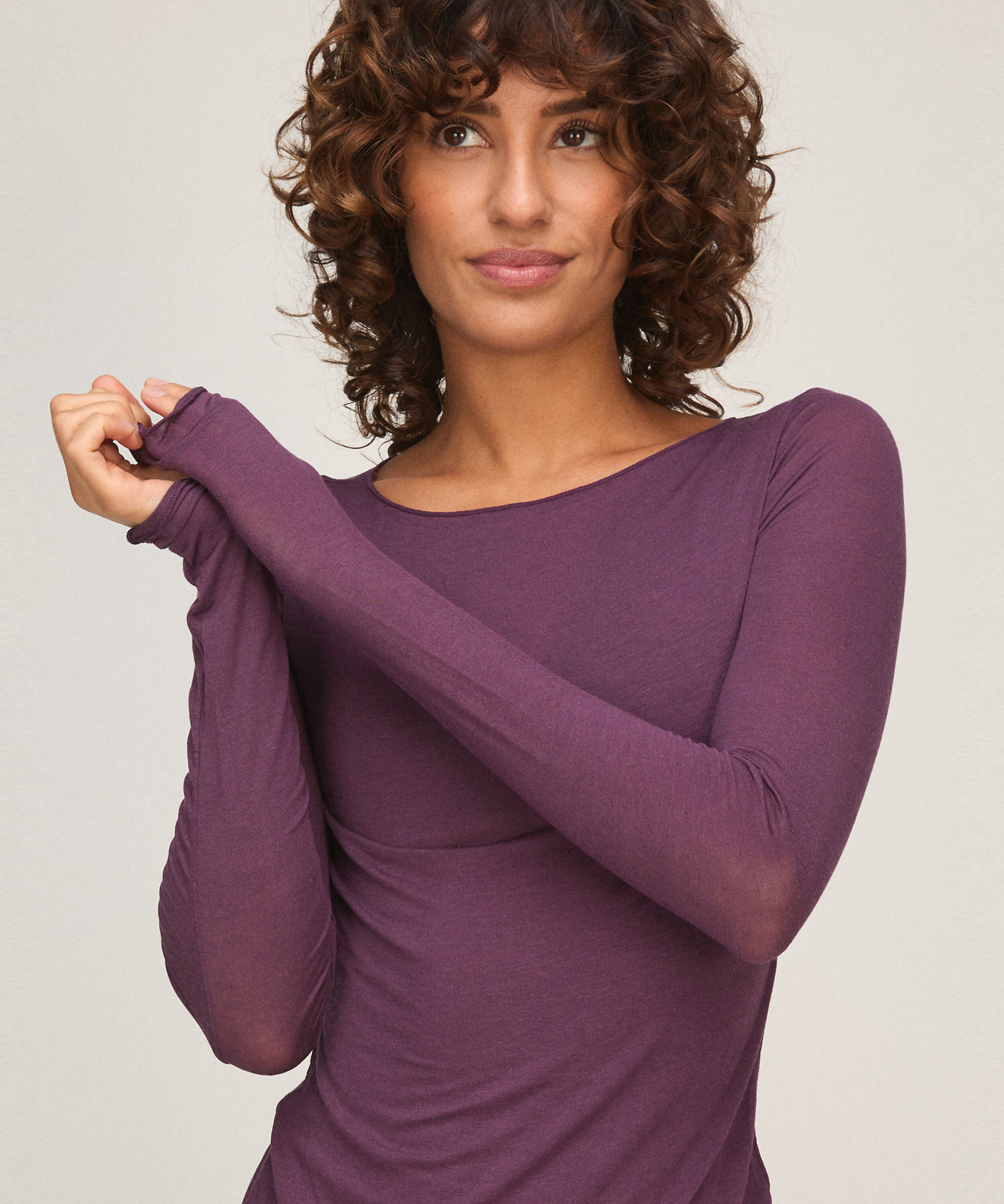 super soft båthals med cashmere skjorte, Lilla